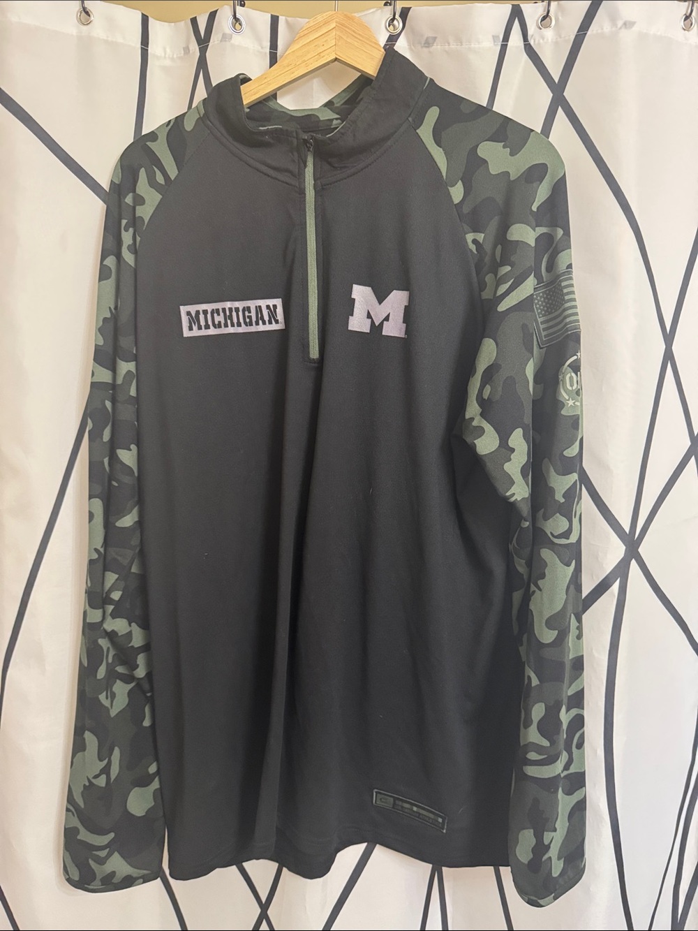 Michigan Men’s Black with Olive Camo Sleeves